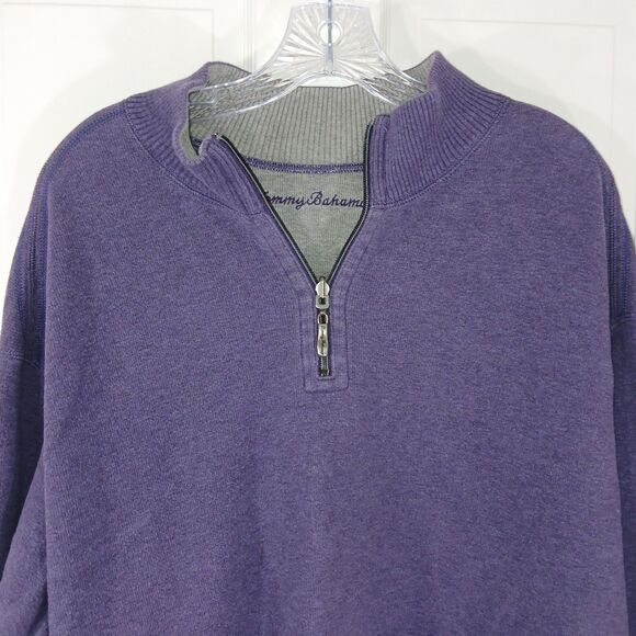 Tommy Bahama Sweater Men XLarge Purple 1/4 Zip Reversible Long Sleeve Pullover - Picture 4 of 16